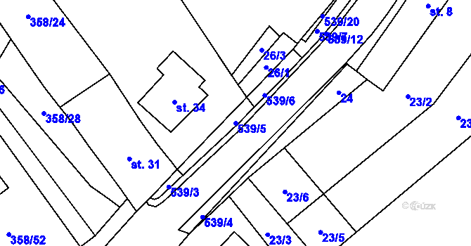 Parcela st. 539/5 v KÚ Bukovice u Rohozce, Katastrální mapa
