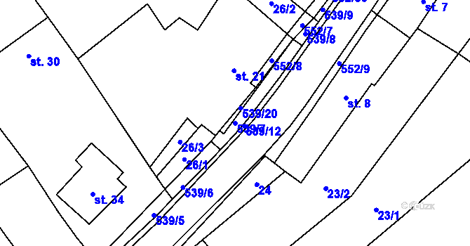 Parcela st. 539/7 v KÚ Bukovice u Rohozce, Katastrální mapa