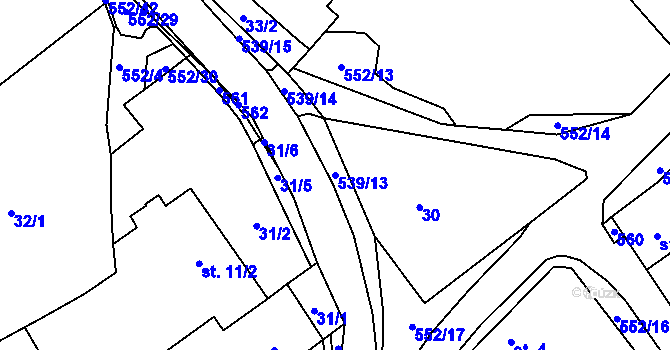 Parcela st. 539/13 v KÚ Bukovice u Rohozce, Katastrální mapa