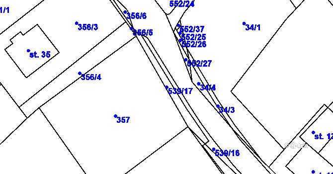 Parcela st. 539/17 v KÚ Bukovice u Rohozce, Katastrální mapa