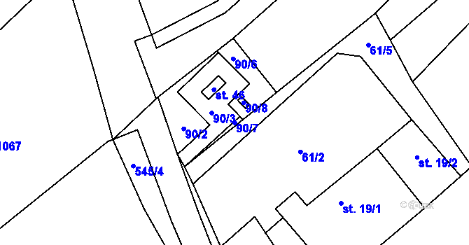 Parcela st. 90/7 v KÚ Bukovice u Rohozce, Katastrální mapa