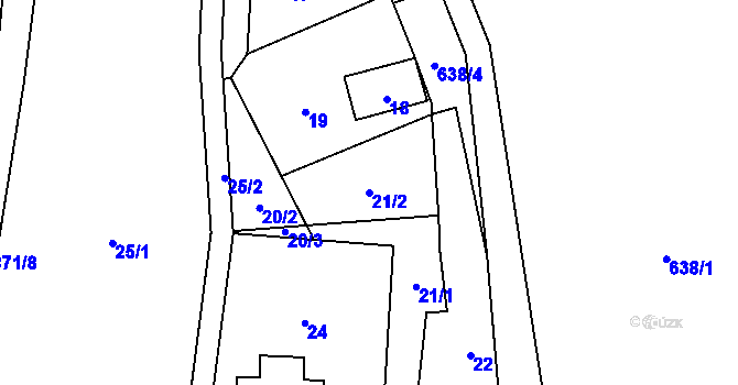 Parcela st. 21/2 v KÚ Bukovice u Velkých Losin, Katastrální mapa
