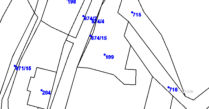 Parcela st. 199 v KÚ Bukovice u Velkých Losin, Katastrální mapa