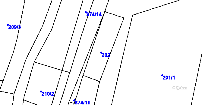 Parcela st. 202 v KÚ Bukovice u Velkých Losin, Katastrální mapa