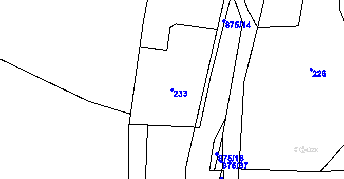 Parcela st. 233 v KÚ Bukovice u Velkých Losin, Katastrální mapa