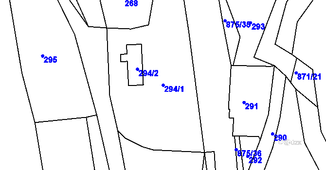 Parcela st. 294/1 v KÚ Bukovice u Velkých Losin, Katastrální mapa