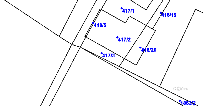Parcela st. 417/3 v KÚ Bukovice u Velkých Losin, Katastrální mapa