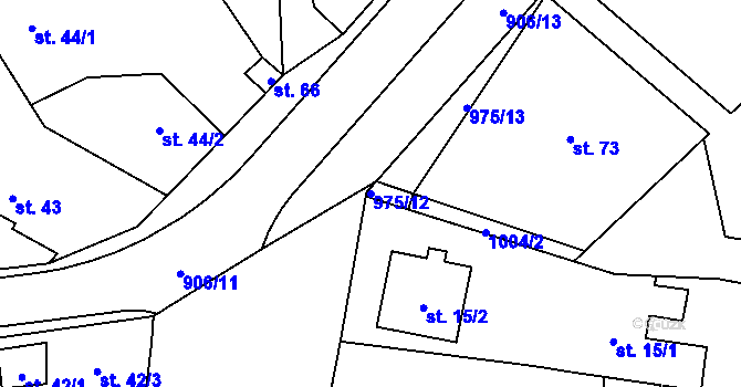 Parcela st. 975/12 v KÚ Bukovina u Hradce Králové, Katastrální mapa