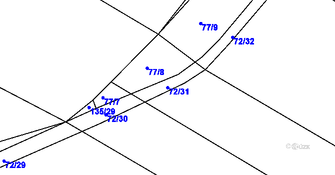 Parcela st. 72/31 v KÚ Bukovina nad Labem, Katastrální mapa