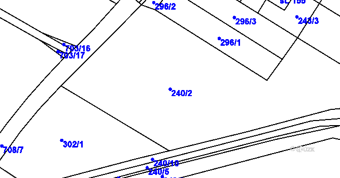 Parcela st. 240/2 v KÚ Bukovina nad Labem, Katastrální mapa