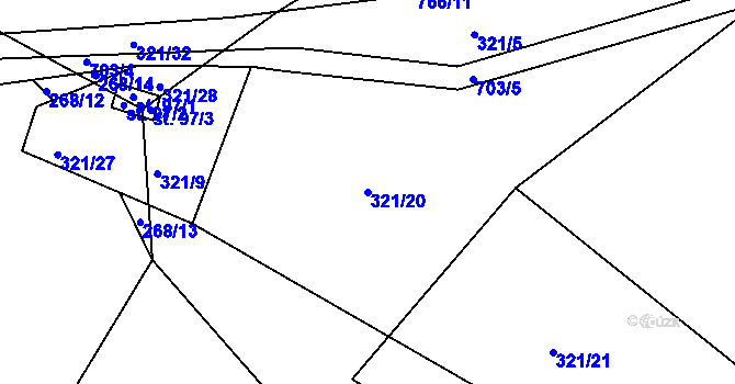 Parcela st. 321/20 v KÚ Bukovina nad Labem, Katastrální mapa