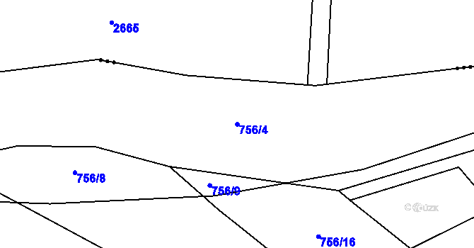 Parcela st. 756/4 v KÚ Bukovina nad Labem, Katastrální mapa