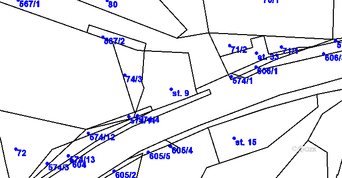 Parcela st. 9 v KÚ Bukovina u Přelouče, Katastrální mapa