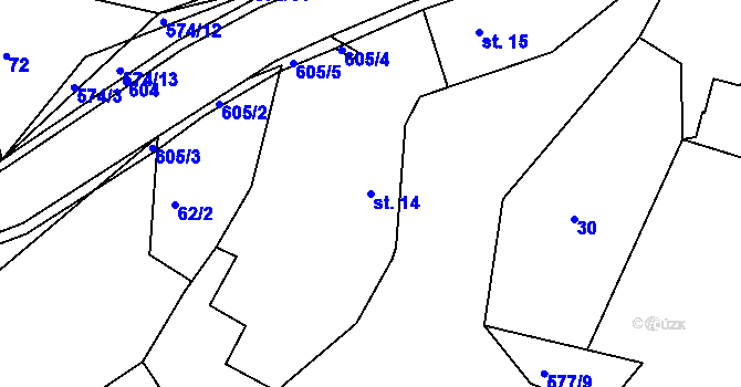 Parcela st. 14 v KÚ Bukovina u Přelouče, Katastrální mapa