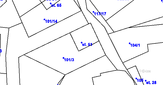 Parcela st. 51 v KÚ Bukovina u Přelouče, Katastrální mapa