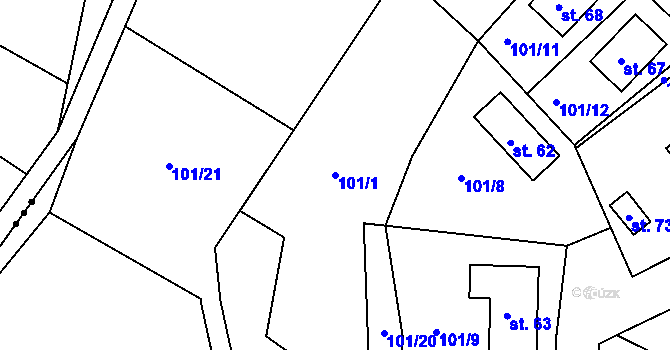 Parcela st. 101/1 v KÚ Bukovina u Přelouče, Katastrální mapa