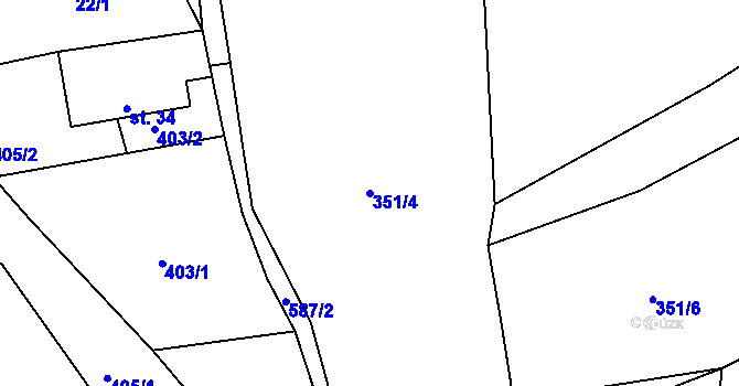 Parcela st. 351/4 v KÚ Bukovina u Přelouče, Katastrální mapa
