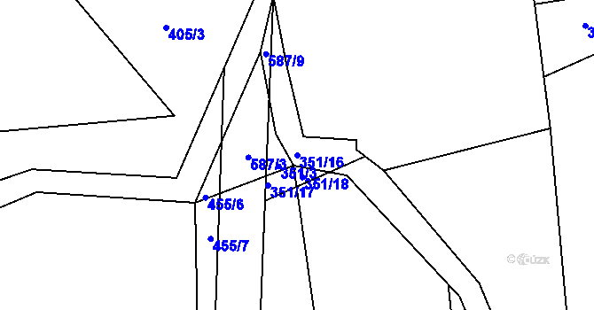 Parcela st. 351/16 v KÚ Bukovina u Přelouče, Katastrální mapa