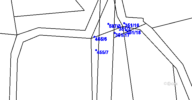 Parcela st. 455/7 v KÚ Bukovina u Přelouče, Katastrální mapa