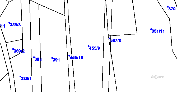 Parcela st. 455/9 v KÚ Bukovina u Přelouče, Katastrální mapa