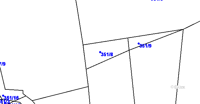 Parcela st. 351/8 v KÚ Bukovina u Přelouče, Katastrální mapa