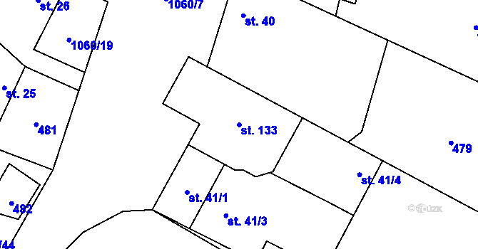 Parcela st. 133 v KÚ Bukovina, Katastrální mapa