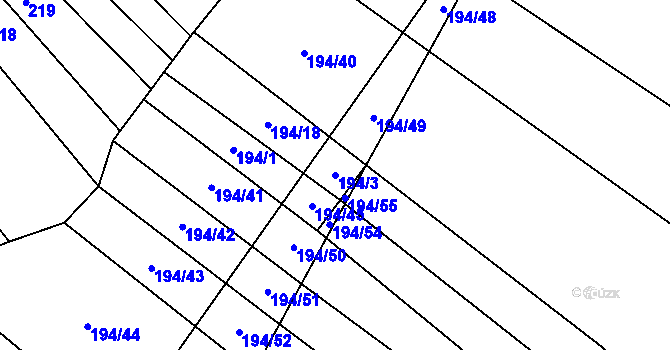 Parcela st. 194/3 v KÚ Bukovina, Katastrální mapa
