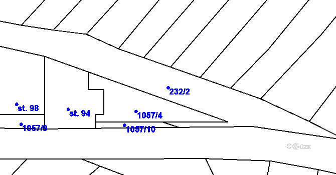 Parcela st. 232/2 v KÚ Bukovina, Katastrální mapa