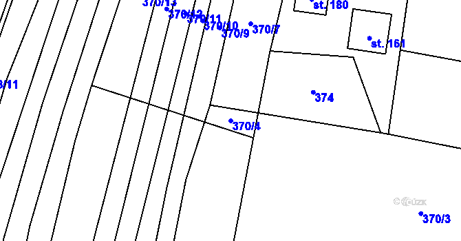 Parcela st. 370/4 v KÚ Bukovina, Katastrální mapa