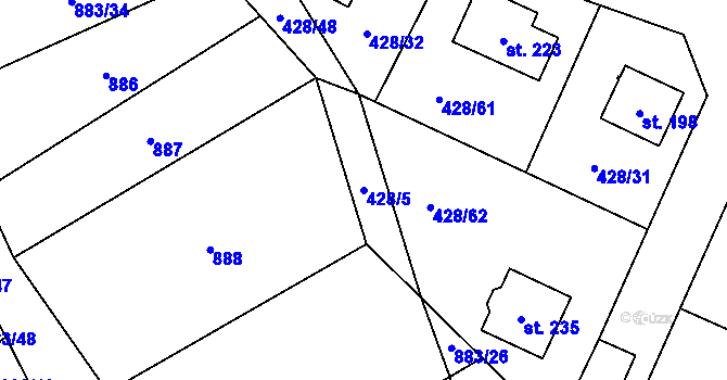 Parcela st. 428/5 v KÚ Bukovina, Katastrální mapa