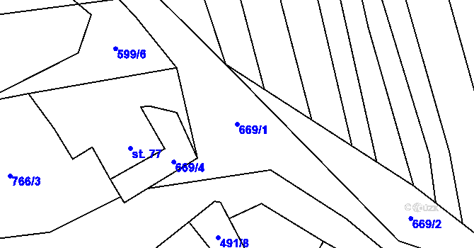 Parcela st. 669/1 v KÚ Bukovina, Katastrální mapa
