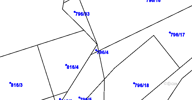 Parcela st. 796/4 v KÚ Bukovina, Katastrální mapa