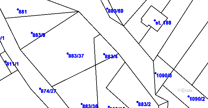 Parcela st. 883/4 v KÚ Bukovina, Katastrální mapa