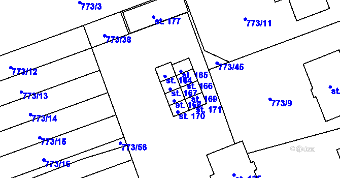Parcela st. 167 v KÚ Bukovina, Katastrální mapa