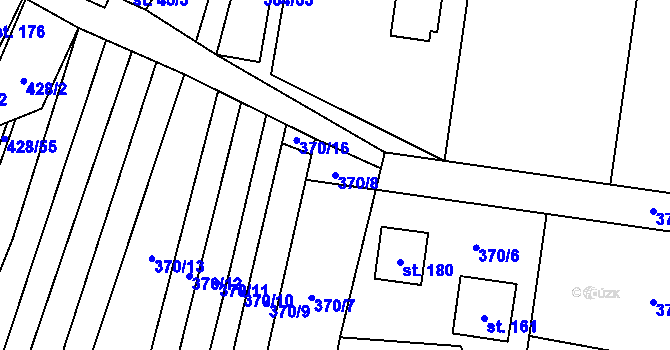 Parcela st. 370/8 v KÚ Bukovina, Katastrální mapa