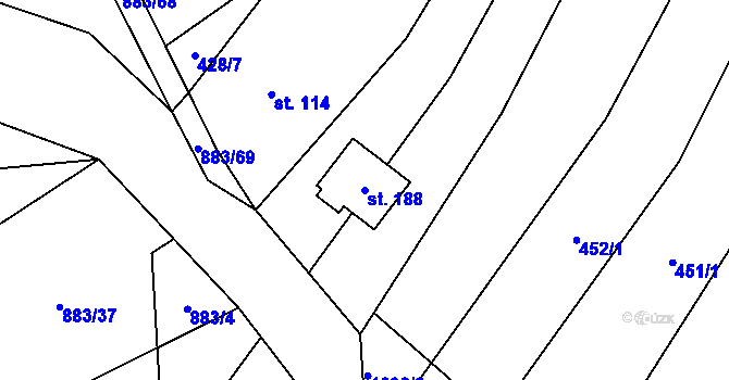 Parcela st. 188 v KÚ Bukovina, Katastrální mapa