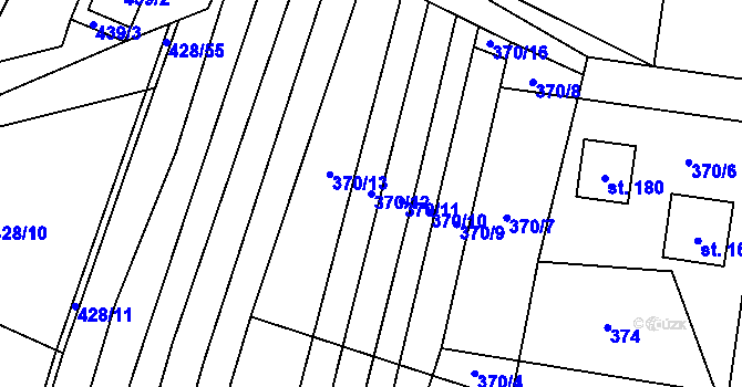 Parcela st. 370/12 v KÚ Bukovina, Katastrální mapa