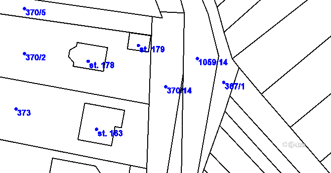 Parcela st. 370/14 v KÚ Bukovina, Katastrální mapa