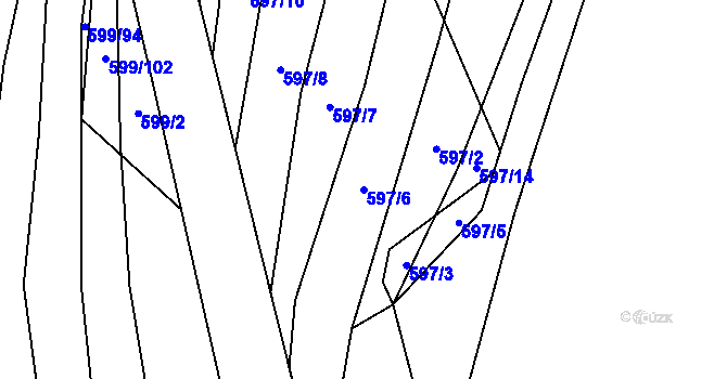 Parcela st. 597/6 v KÚ Bukovina, Katastrální mapa