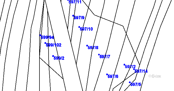 Parcela st. 597/8 v KÚ Bukovina, Katastrální mapa