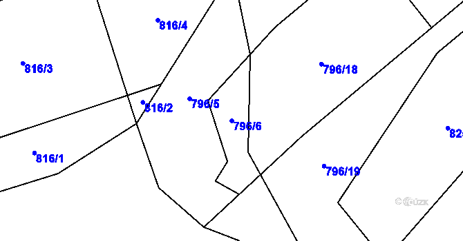 Parcela st. 796/6 v KÚ Bukovina, Katastrální mapa