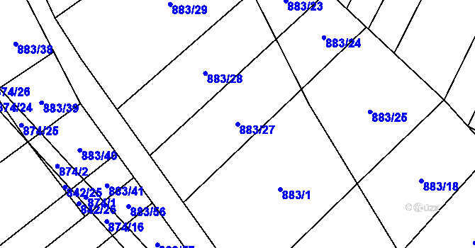 Parcela st. 883/27 v KÚ Bukovina, Katastrální mapa
