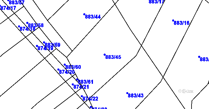Parcela st. 883/45 v KÚ Bukovina, Katastrální mapa