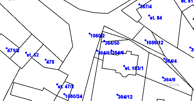 Parcela st. 364/51 v KÚ Bukovina, Katastrální mapa