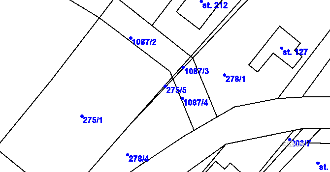 Parcela st. 275/5 v KÚ Bukovina, Katastrální mapa