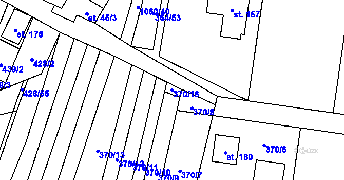 Parcela st. 370/16 v KÚ Bukovina, Katastrální mapa