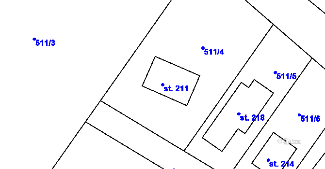 Parcela st. 211 v KÚ Bukovina, Katastrální mapa
