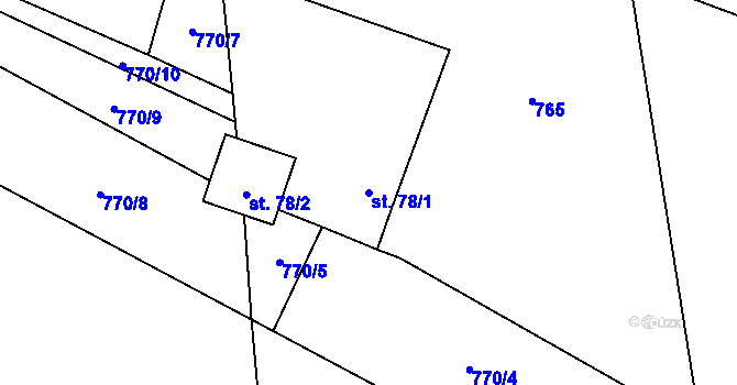 Parcela st. 78/1 v KÚ Bukovina u Čisté, Katastrální mapa
