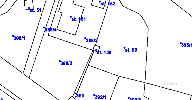 Parcela st. 138 v KÚ Bukovina u Čisté, Katastrální mapa