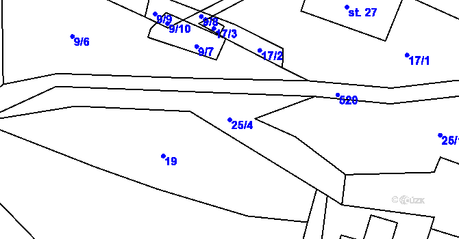 Parcela st. 25/4 v KÚ Bukovina u Čisté, Katastrální mapa